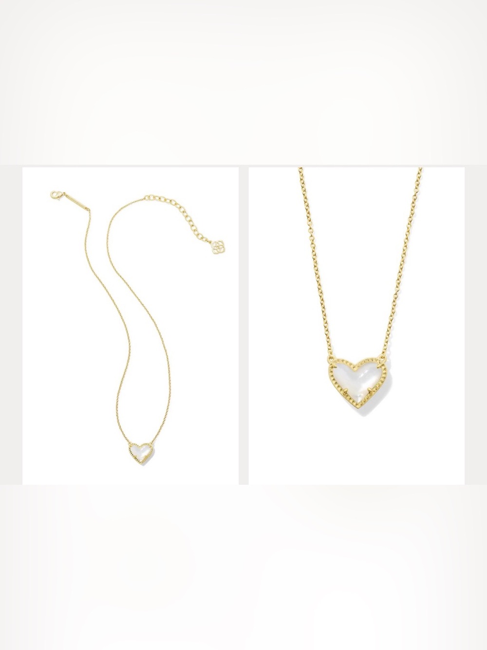 Gold Heart Pendant Necklace with Mother-of-Pearl Accent